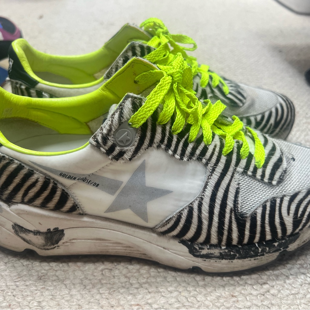 Golden Goose Black And White Sneakers With Zebra Print